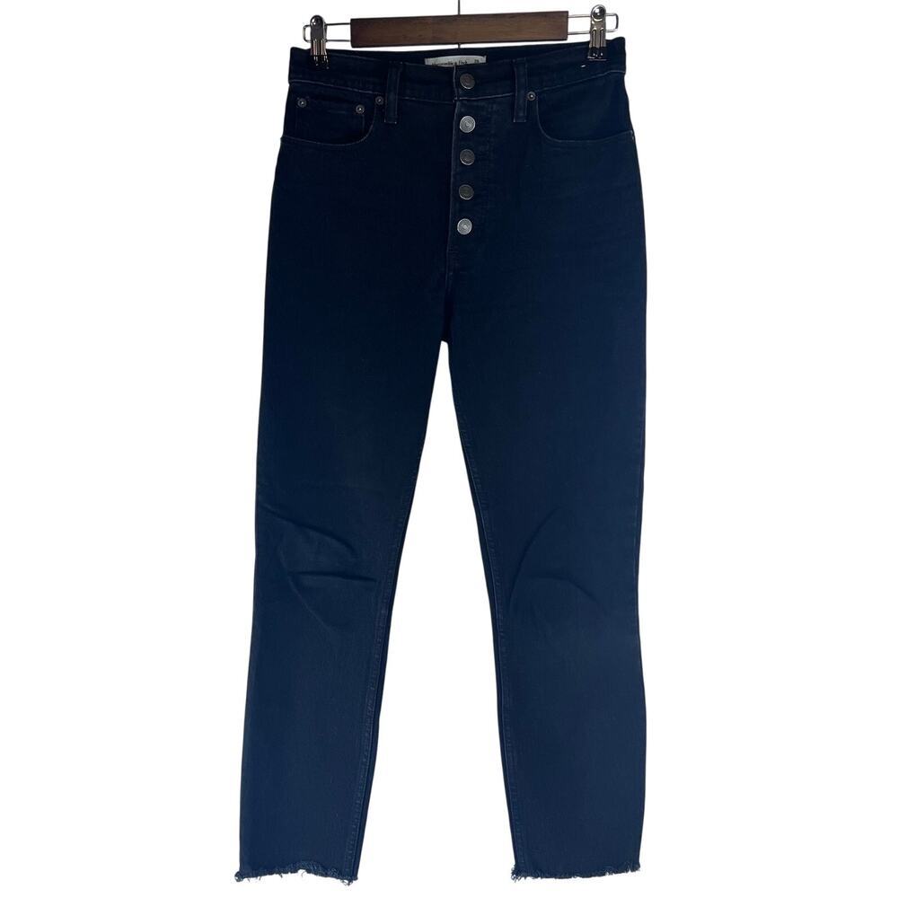 Abercrombie & Fitch Womens The Skinny High Rise Denim Black‎ Buttonfly Sz 26/2R